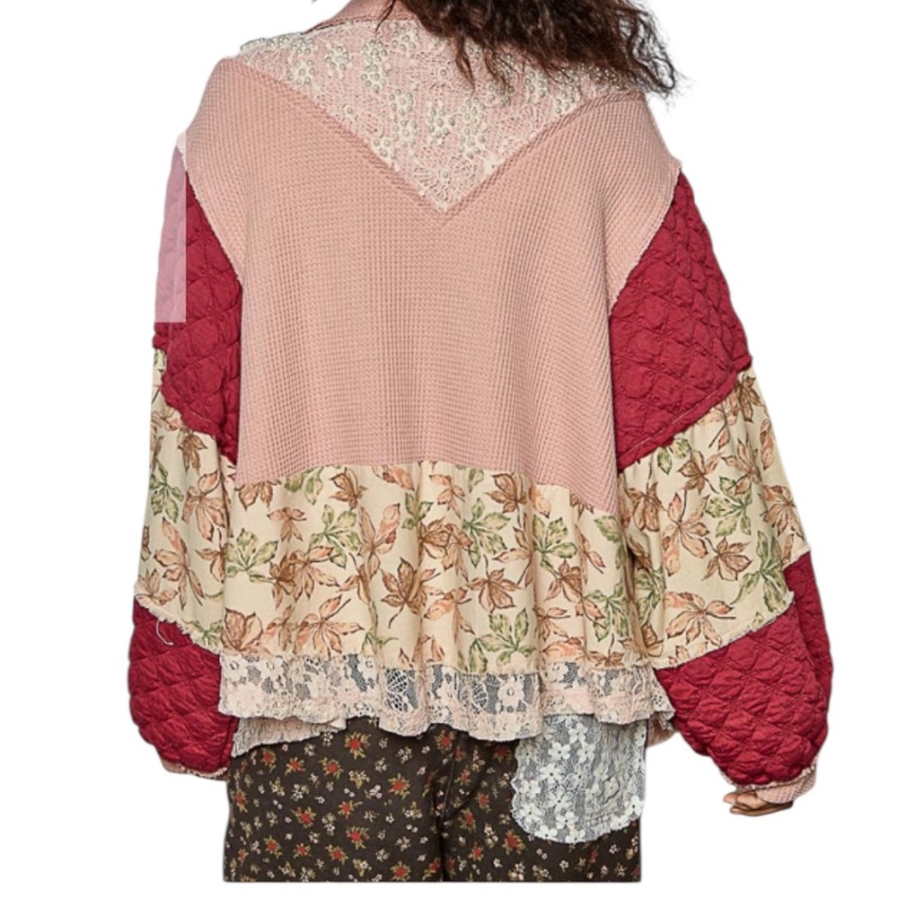 POL Women's Patchwork Jacket - Red and Pink - Picture 3 of 6